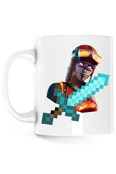 OEM Blaze Fortnite Minecraft Diamond Sword Mug, white, 330 ml