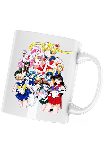 OEM Sailor Moon All Team Naoko Takeuchi Anime Mug, white, 330 ml