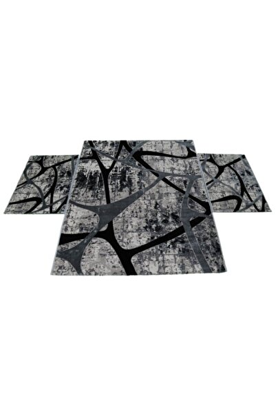 AGORA TEXTİL Set Covor Victoria 1x140x200cm si 2x60x100cm - 0792 Grey/Black