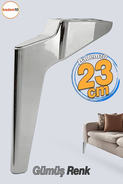 Badem10 Logan Furniture Foot 23 Argintiu Culoare Cromată Picioare din plastic Canapea Fotoliu Picioare Riser Modele