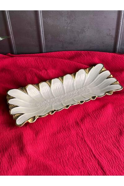 ROSSEV Flora Gold Rectangular Presentation Plate 32cm