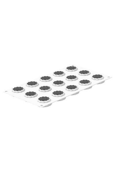 silikomart Silicone mold for mini tarts, Crostata, 15 cavities, ø44 x17 mm