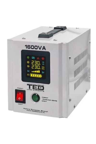 TED Electric UPS Central 1050W, Pure Sine with LCD, 2x Schuko, Uses 2 Batteries (not included), TED Electric