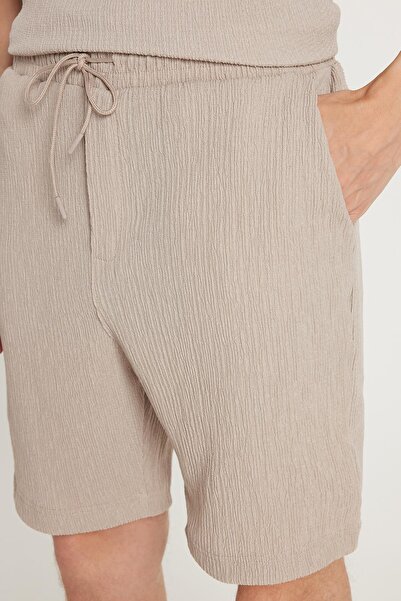 Tudors Чоловічий оверсайз широкий крій велосипедний комір гофрована тканина пояс на шнурку камінь колір шорти комплект