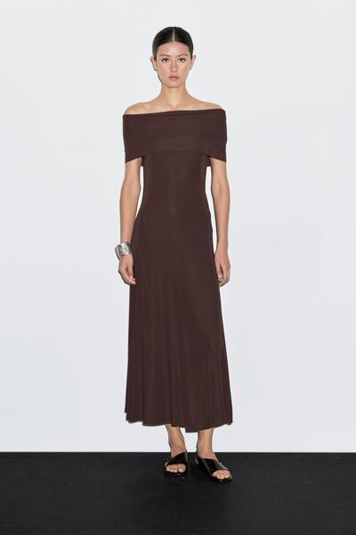 Massimo Dutti Uzun straplez elbise