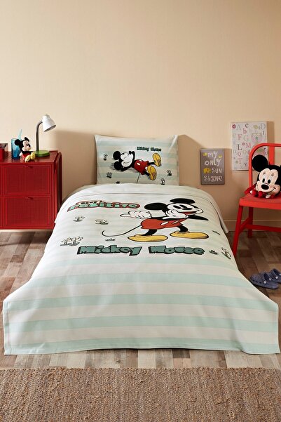 Özdilek Mickey Mouse Positive Tek Kişilik Disney Lisanslı Lastikli Çarşaf Çoc...