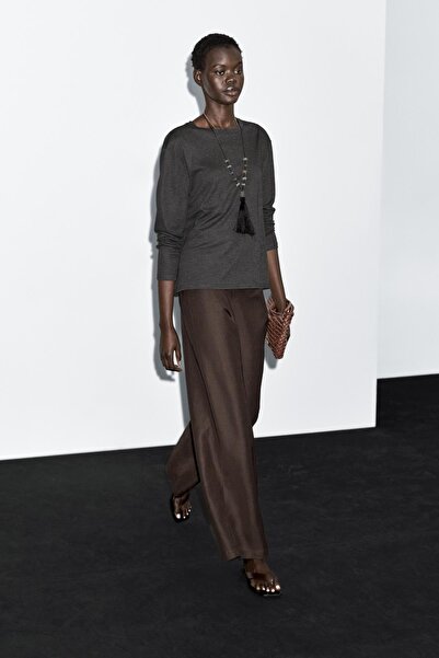 Massimo Dutti Dikiş detaylı uzun kollu t-shirt