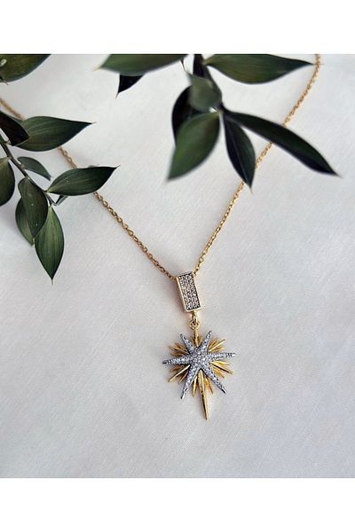 Gold Tasarım North Star Steel Necklace