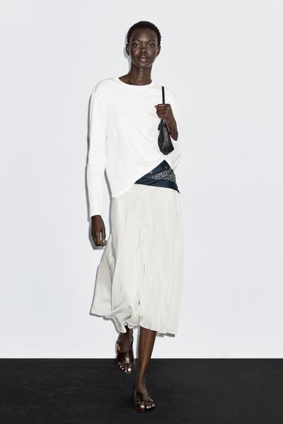 Massimo Dutti Dikiş detaylı uzun kollu t-shirt