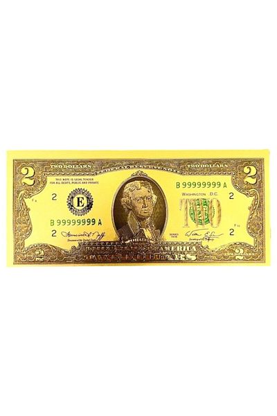 BLA BLA FOAM Gilded Polymer Banknote 2 $ Feng Shui, Full, Decorative Gift