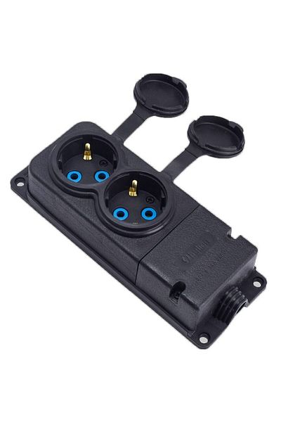 Bylion Rubber Extension Cord with 2 Sockets 16A IP44 Black