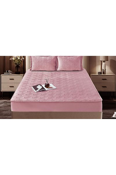 FIONNA.RO Velvet Topper Cover 180x200cm - Powder Pink