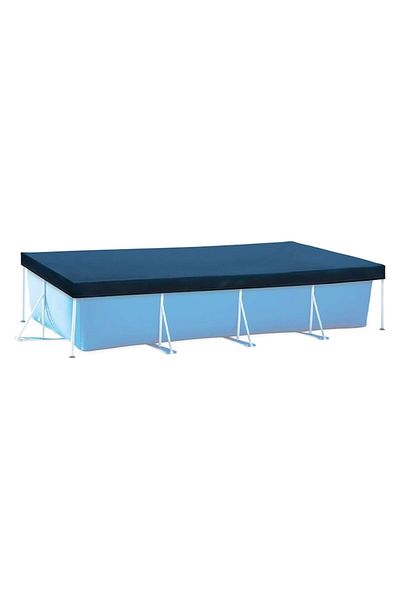 Optim Solution Prelata pentru Piscina Cadru Metalic, 450x220 cm, Dreptunghiulara, cu Orificii Scurgere, Bleumarin