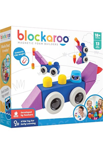Clicstoys Set Cuburi Din Spuma Cu Magnet Blockaroo, Automobil 13 Piese