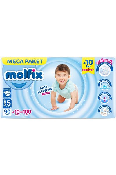 Molfix Baby Diaper Size: 5 (11-18kg) Junior 100 Pieces Mega Pk