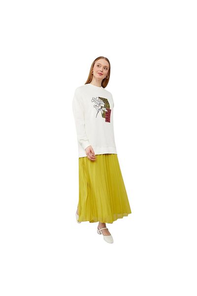 Levidor Sequin Embroidered Sweat Pleated Skirt Suit