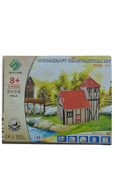 Emrah Gültekin 3D Ahşap Villa Ev Puzzle | Boyanabilir Montessori Eğitici Maket | 8+ Yaş | CE Belgeli |