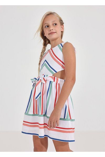 MAYORAL Girl's Red Dress Striped