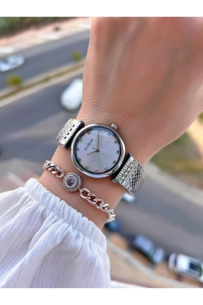 Homies Steel Cord 2 Years Warranty 30 Mt Water Resistant Women Wrist Watch+Bracelet Hm.B24513S.1