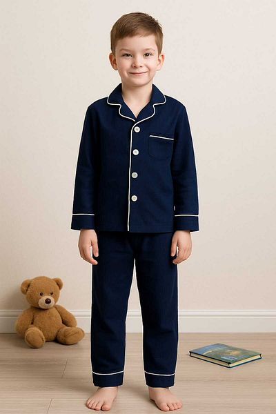 Tosyalı Burak Bebe Shirt Collar Buttoned Unisex Kids Muslin Pajama Set