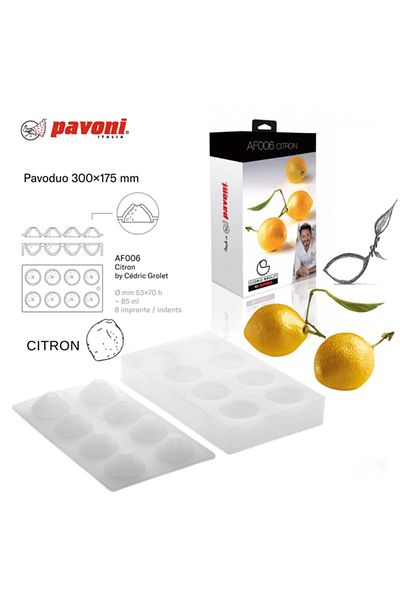 Pavoni Forma din silicon pentru monoportii, lamaie / lime by Cédric Grolet, 8 cavitati, 85 ml