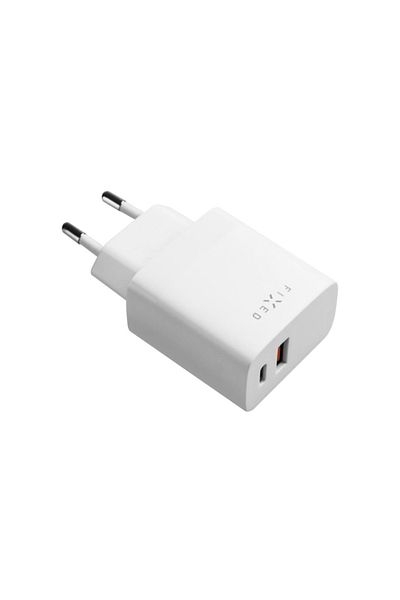 FIXED Stała ładowarka podróżna USB-C/USB 20W | FIXC20N-CU-WH