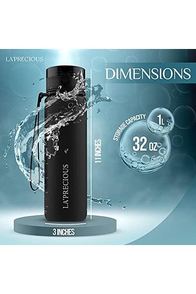 LA' PRECIOUS Water Bottle for Adults,1 liter-USA Tritan Material, Non-Toxic BPA Free, Fast Flow, Fli