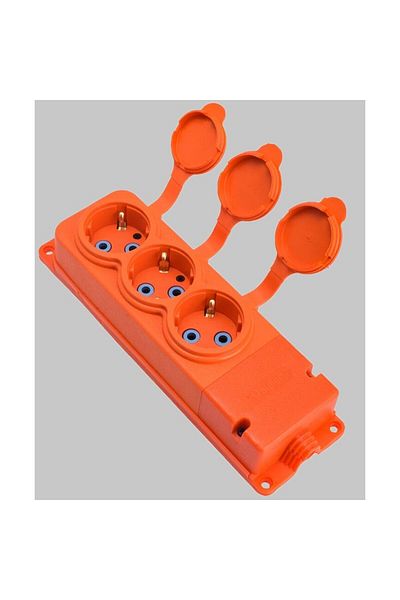 Bylion Rubber Extension Cord with 3 Sockets 16A IP44 Orange