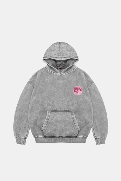 Sekizbiraltı Pink Moon Oversize Unisex πλενόμενο λευκό κουκούλα