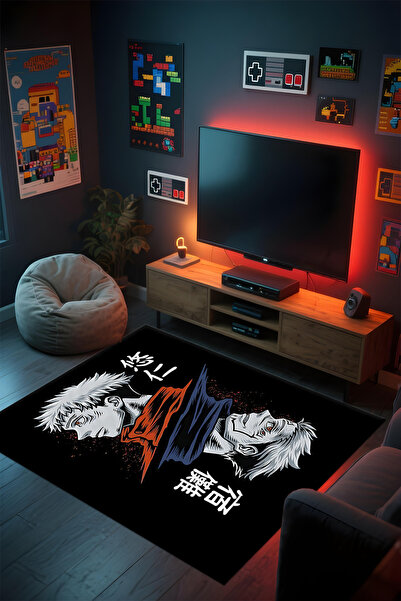 Alpacarpet Desenli Anime & Gamer Halısı Kaymaz Taban Makinede Yıkanabilir Gen...