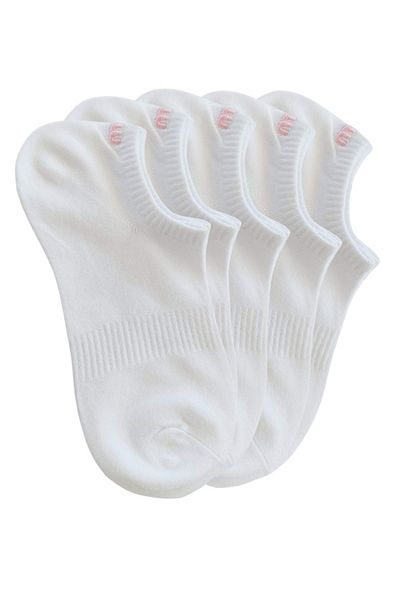 Centini Set of 5 pairs - Women's white short socks with embroidered detail