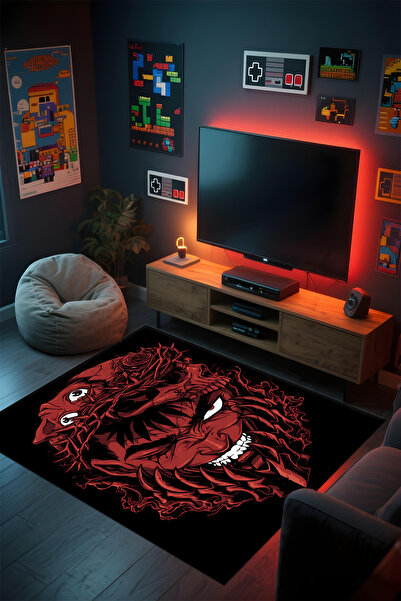 Alpacarpet Desenli Anime & Gamer Halısı Kaymaz Taban Makinede Yıkanabilir Gen...