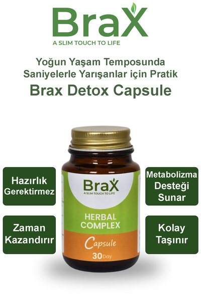 Brax Detox Yeşil Çay + Spirulina + L-Karnitin İçeren Bitkisel Form Diyet Desteği 30 Günlük