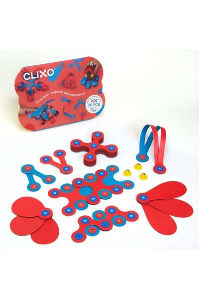 Clicstoys Clixo set to build with magnet, Itsy pack Flamingo-Turquoise 30