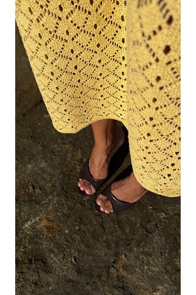 Eataly Shoes Pantofi cu toc oval cu vârf ascuțit Acıkahve