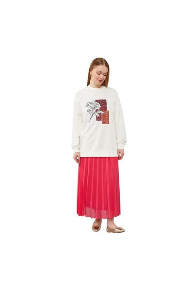 Levidor Sequin Embroidered Sweat Pleated Skirt Suit
