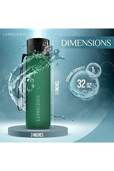 LA' PRECIOUS Water Bottle for Adults,1 liter-USA Tritan Material, Non-Toxic BPA Free, Fast Flow, Fli