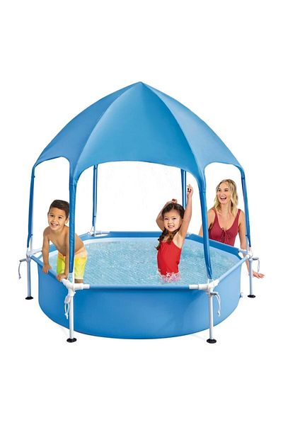 Optim Solution Piscina Cadru Metalic si Acoperis pentru Copii, 700 litri, Pulverizatorul integrat, PVC durabil, 183