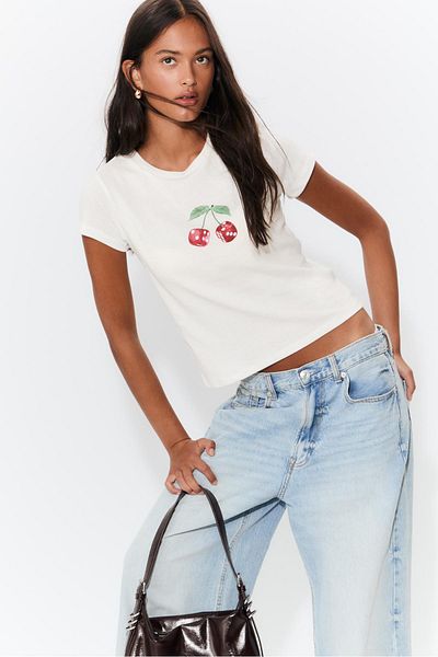 Stradivarius Printed fitted T-shirt
