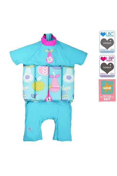 Toybox Kids Float Suit One-Piece Cartoon Short Sleeve Swimwear Jumpsuit, Blue, Size XL(52x45cm) For 3-4 Yrs