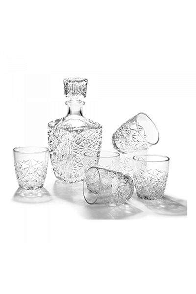 Bormioli Rocco Set of 780ml decanter with 6 260ml whiskey glasses BORMIOLI ROCCO DEDALO