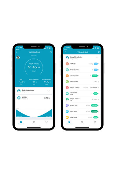 Yui KB13 Akıllı Vücut Analiz Tartısı – Yağ, Su, Kas, Kitle Endeksi & Kilo Ölçer Dijital Baskül