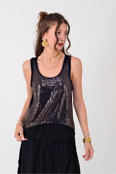 Park Moda 1684 Sequence Detail Lined Sleeveless Bluz
