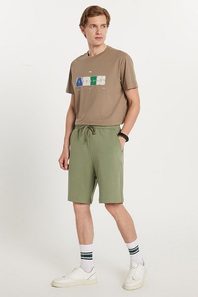 Tudors Men's Relax Fit Relaxed Cut Khaki Bermuda Shorts with Side Pockets