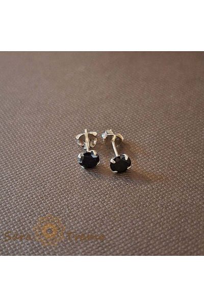 saratremo Cercei unisex din argint 925 cu cristale de zirconiu negru, 5 mm