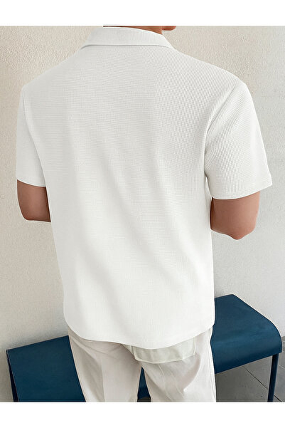 GENIUS STORE Ανδρικό μπλουζάκι με γιακά πόλο με βάφλα POLOYAKA-WITH BUTTON