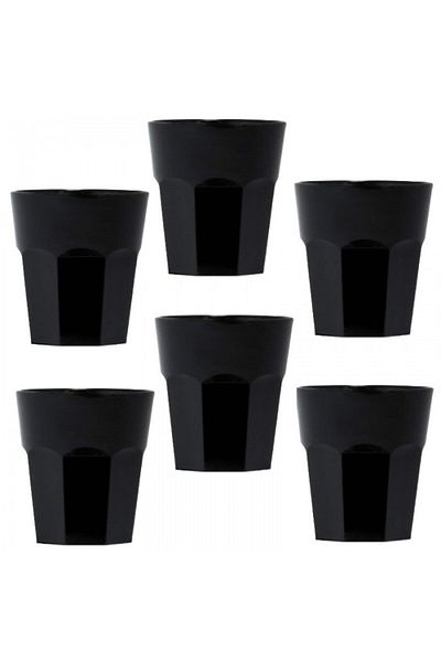 Raki Set of 6 polycarbonate glasses BLACK 250ml 84xh90mm