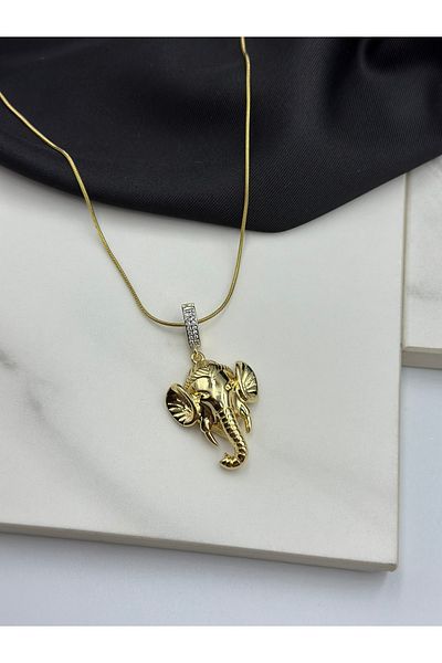Duéra Gold Elephant Detailed Design Steel Necklace