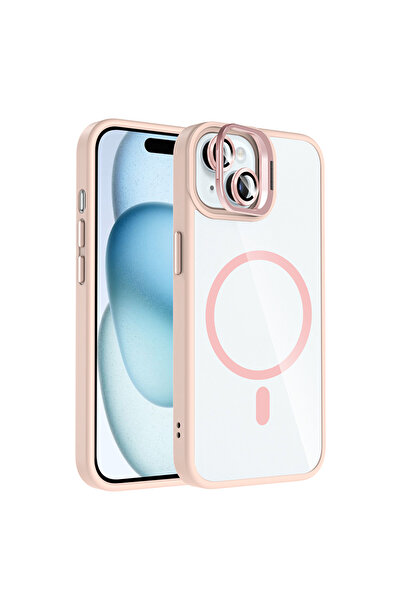 halkhouse iPhone 15 Kılıf Lens Hediyeli Magsafe Kamera Korumalı Standlı Sert ...