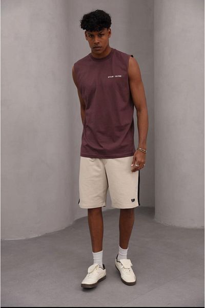 The Champ Clothing Ανδρικό μπλουζάκι μπορντό από 100% βαμβάκι, άνετο κομμένο εκτός σύνδεσης